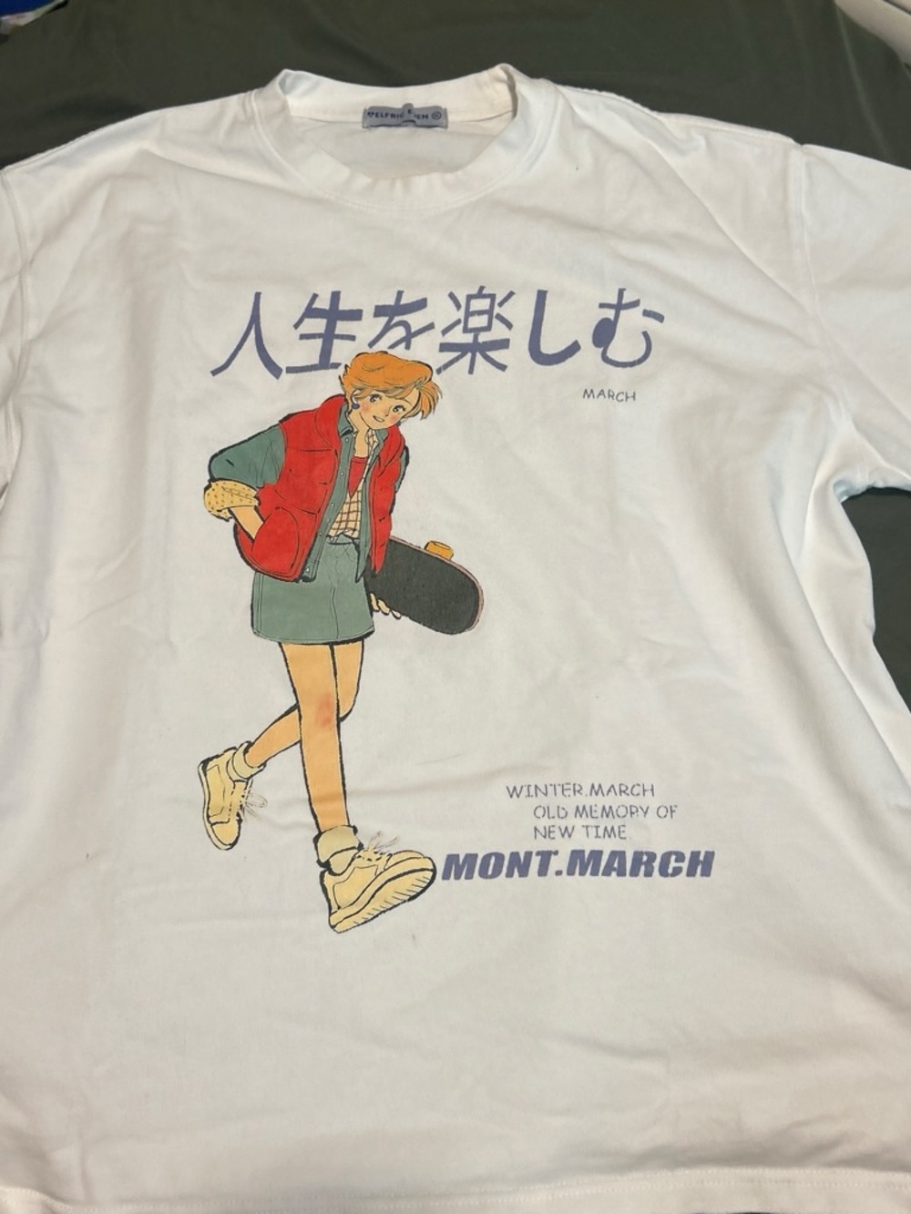 Aelfric Eden White Tee with Red Vest & Green Outfit Skateboard Graphic